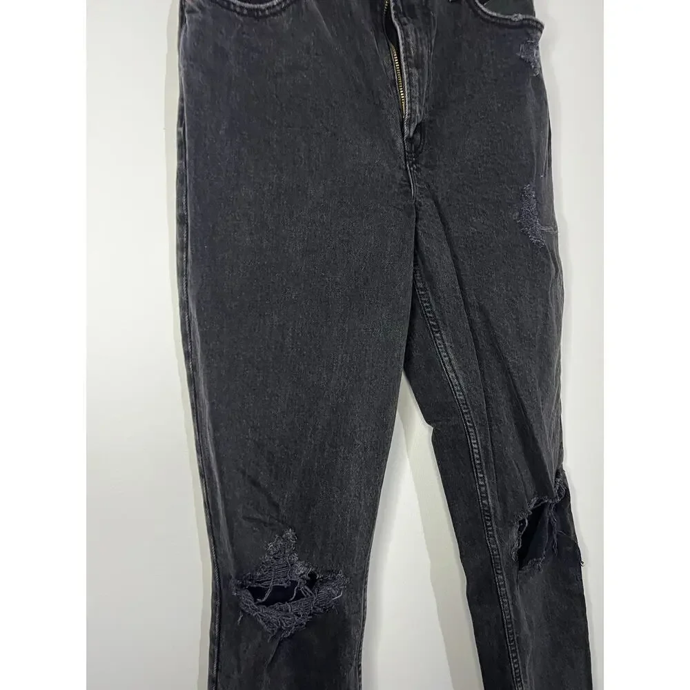 Abercrombie & Fitch 90s Straight Ultra High Rise Grey Black Jeans Denim